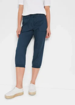 bonprix Hosen|Bekleidung·Kleider^3/4 Hose aus Baumwoll-Leinen-Mix dunkelblau