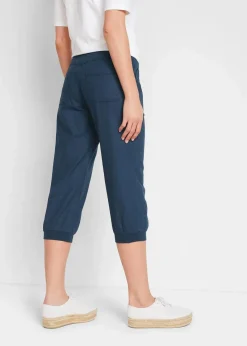 bonprix Hosen|Bekleidung·Kleider^3/4 Hose aus Baumwoll-Leinen-Mix dunkelblau