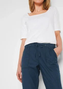 bonprix Hosen|Bekleidung·Kleider^3/4 Hose aus Baumwoll-Leinen-Mix dunkelblau