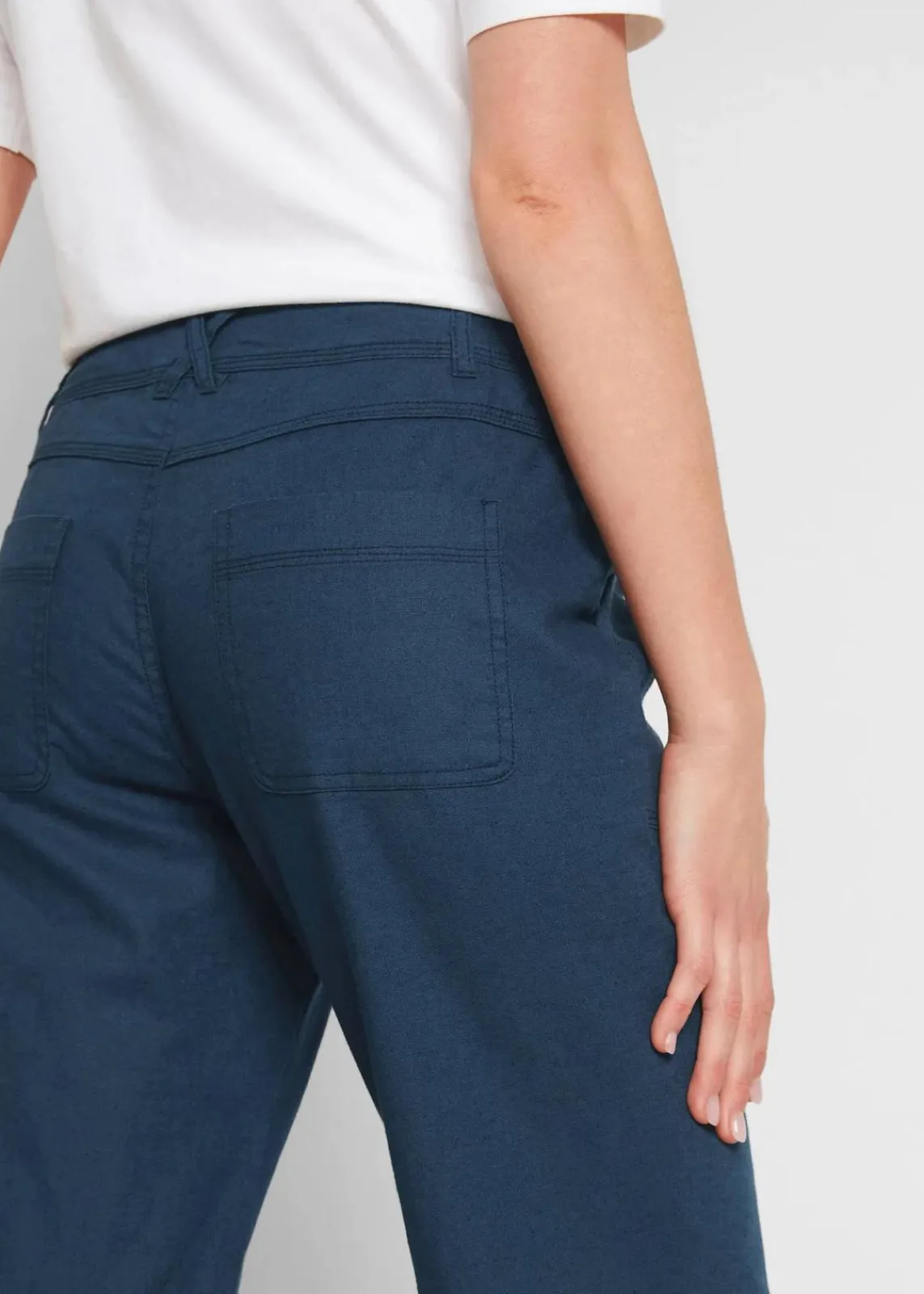 bonprix Hosen|Bekleidung·Kleider^3/4 Hose aus Baumwoll-Leinen-Mix dunkelblau