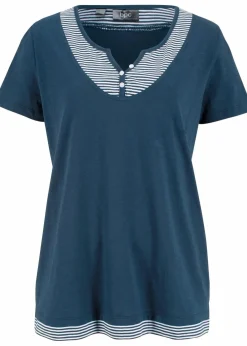 bonprix Shirts & Tops|Nachhaltigere Materialien^2 in 1 Shirt aus Bio-Baumwolle, kurzarm dunkelblau gestreift
