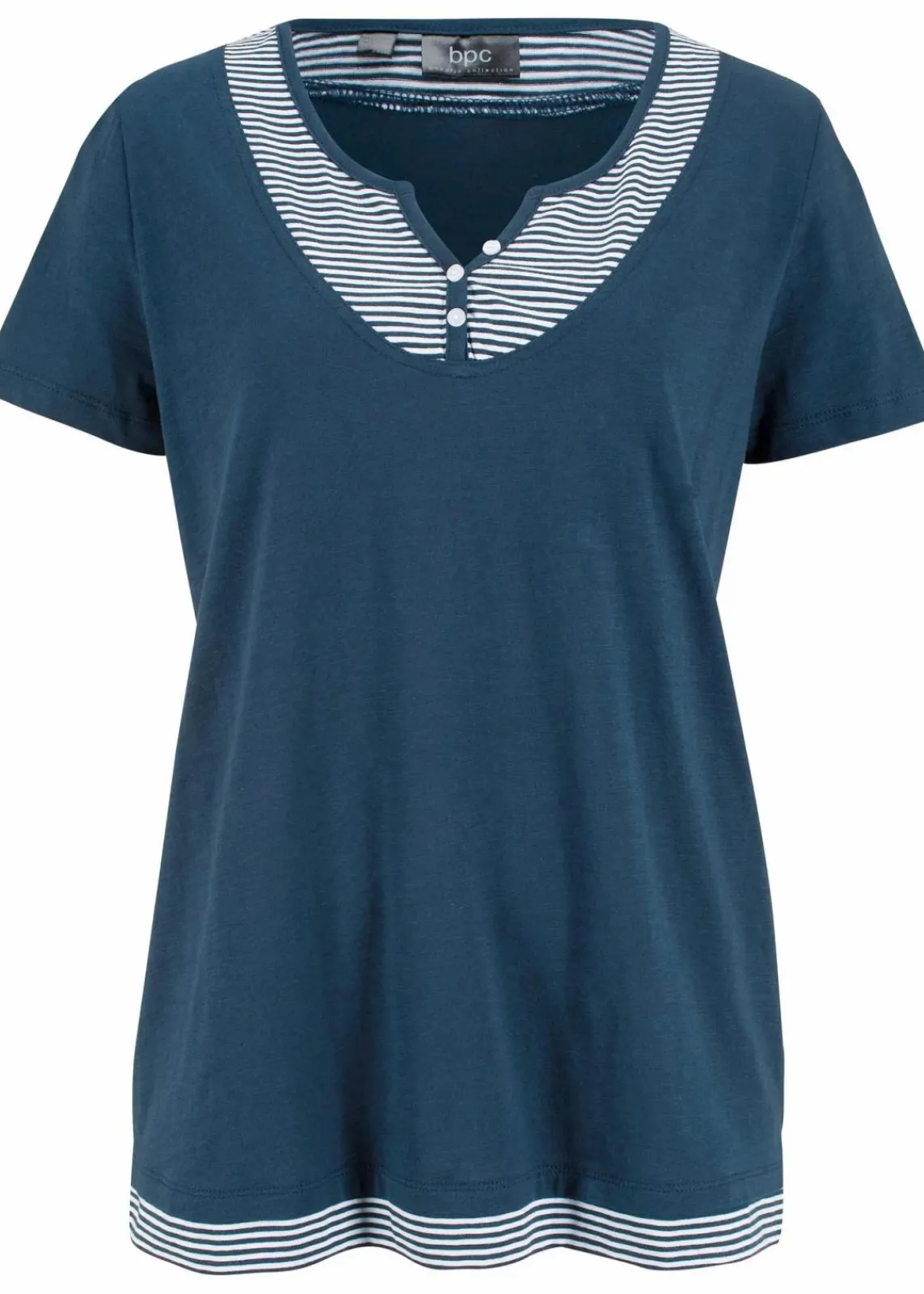 bonprix Shirts & Tops|Nachhaltigere Materialien^2 in 1 Shirt aus Bio-Baumwolle, kurzarm dunkelblau gestreift