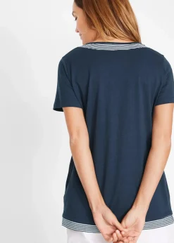 bonprix Shirts & Tops|Nachhaltigere Materialien^2 in 1 Shirt aus Bio-Baumwolle, kurzarm dunkelblau gestreift