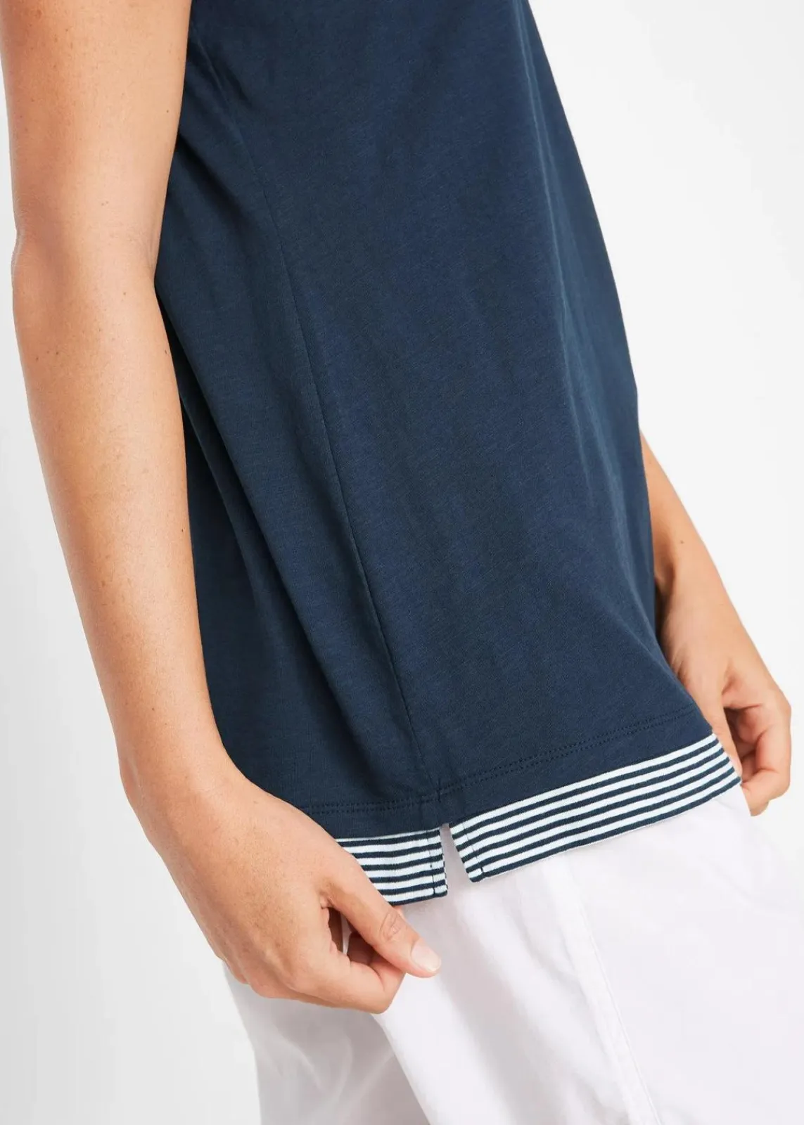 bonprix Shirts & Tops|Nachhaltigere Materialien^2 in 1 Shirt aus Bio-Baumwolle, kurzarm dunkelblau gestreift