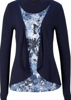 bonprix Shirts & Tops|Nachhaltigere Materialien^2 in 1 Shirt bedruckt dunkelblau bedruckt