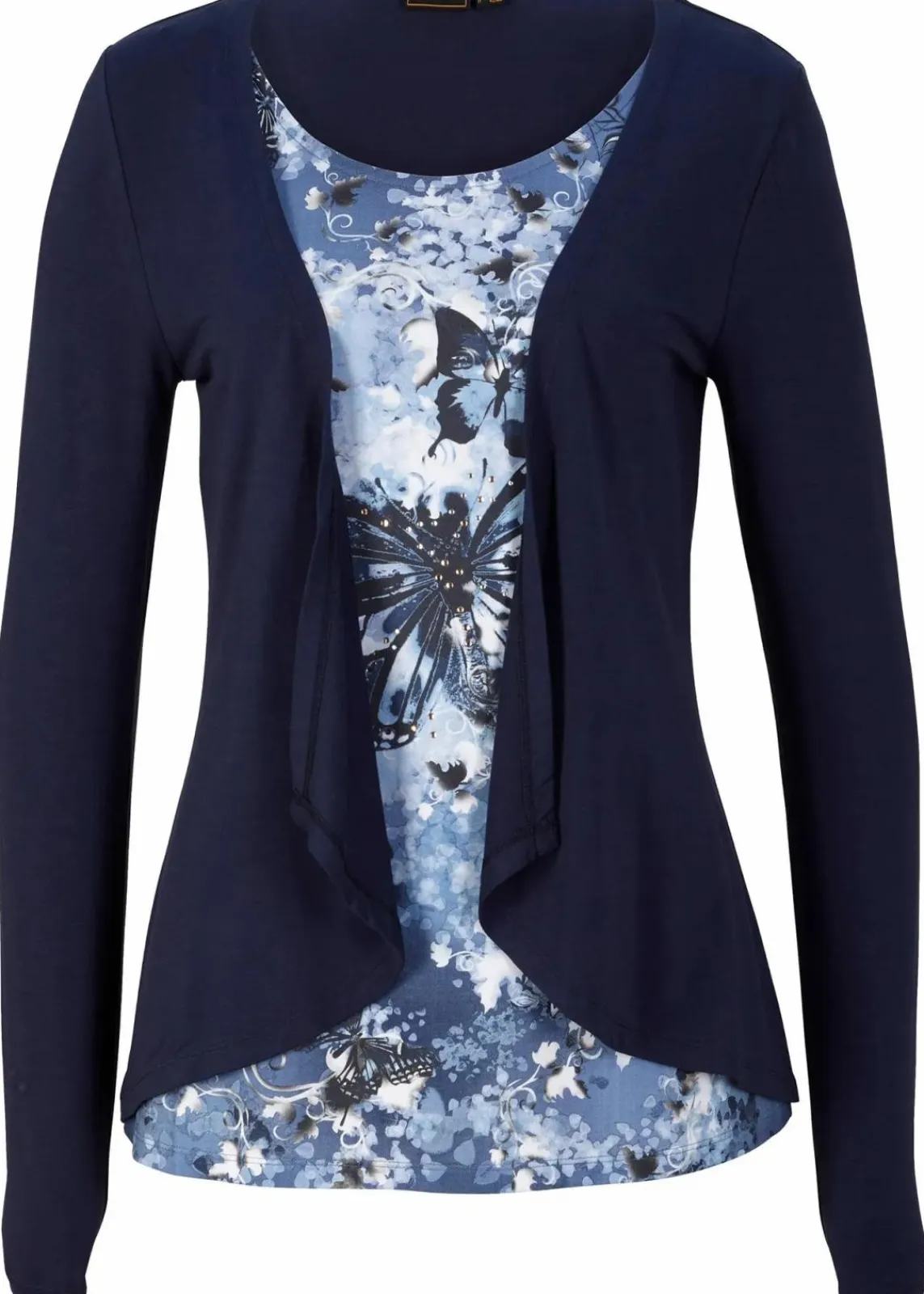 bonprix Shirts & Tops|Nachhaltigere Materialien^2 in 1 Shirt bedruckt dunkelblau bedruckt
