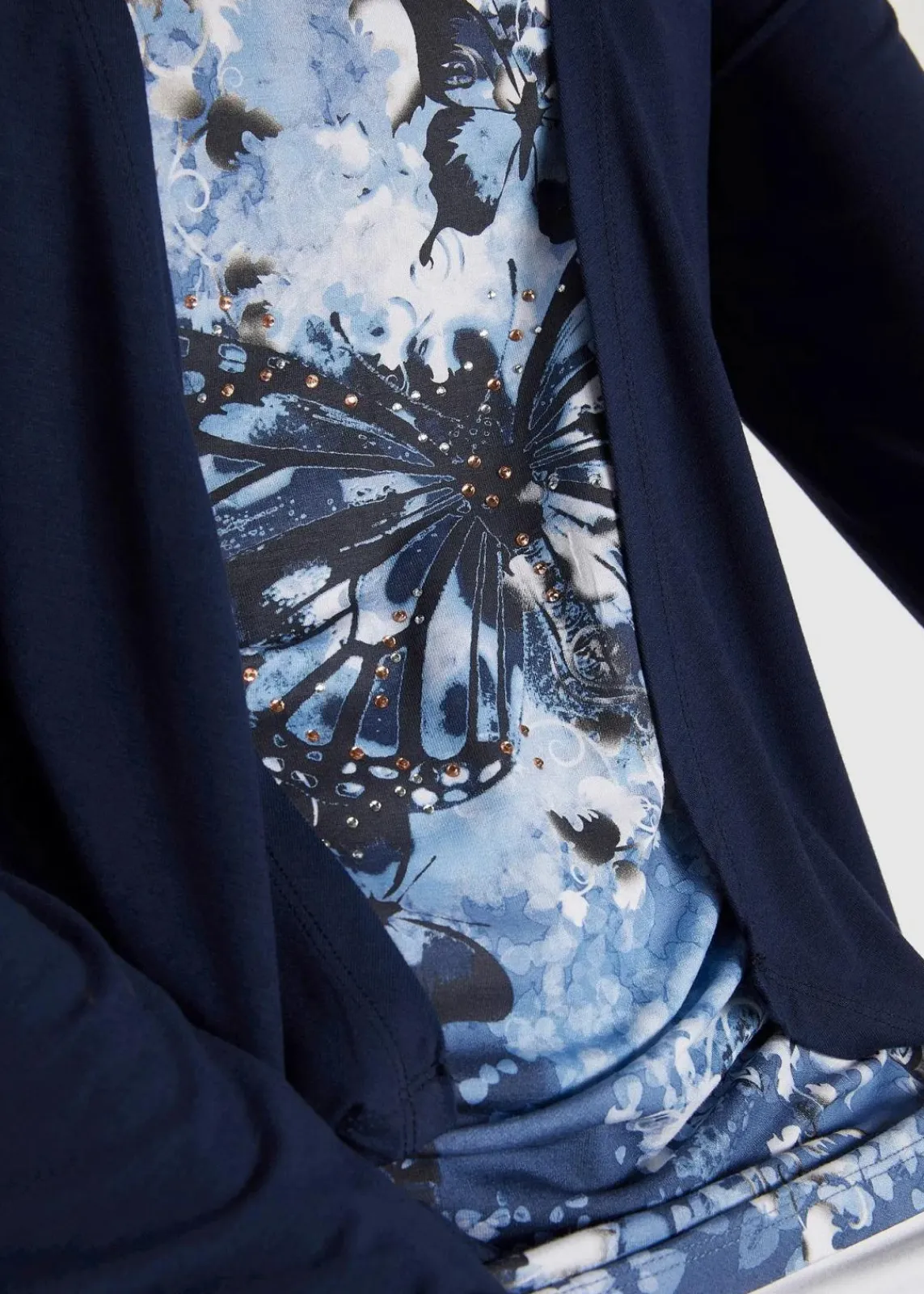 bonprix Shirts & Tops|Nachhaltigere Materialien^2 in 1 Shirt bedruckt dunkelblau bedruckt