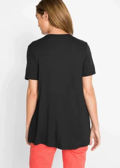 bonprix Shirts & Tops|Nachhaltigere Materialien^2 in 1 Shirt mit V-Ausschnitt, kurzarm schwarz/weiß gepunktet
