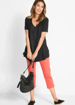 bonprix Shirts & Tops|Nachhaltigere Materialien^2 in 1 Shirt mit V-Ausschnitt, kurzarm schwarz/weiß gepunktet
