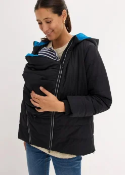 bonprix Bekleidung·Blazer|Umstandsmode^3 in 1 Umstandsjacke mit Trageeinsatz und Reflektoren schwarz/atlantikblau