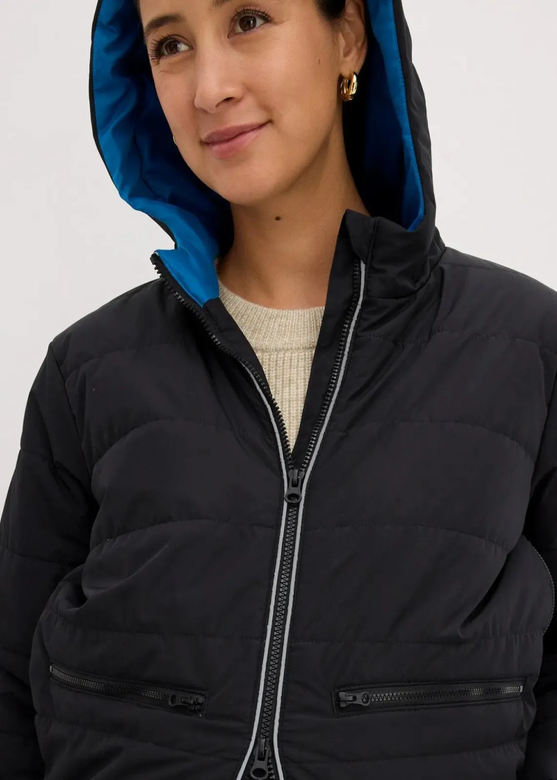 bonprix Bekleidung·Blazer|Umstandsmode^3 in 1 Umstandsjacke mit Trageeinsatz und Reflektoren schwarz/atlantikblau