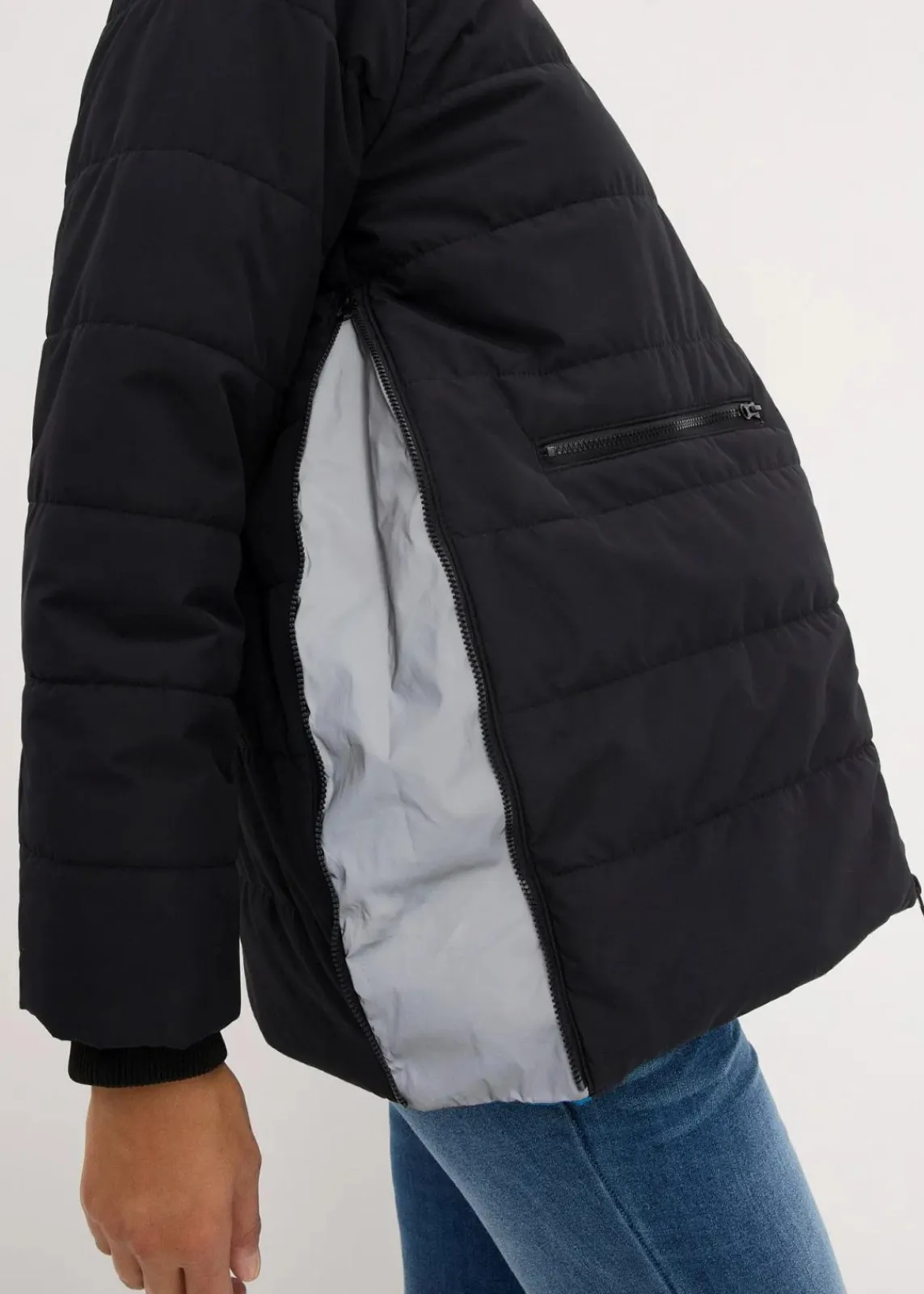 bonprix Bekleidung·Blazer|Umstandsmode^3 in 1 Umstandsjacke mit Trageeinsatz und Reflektoren schwarz/atlantikblau