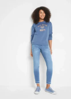 bonprix Bekleidung·Shirts & Tops|Jeans^7/8 Ultra-Soft-Jeans hellblau denim used