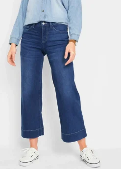bonprix Bekleidung·Shirts & Tops|Jeans^7/8 Ultra-Soft-Jeans, Culotte blau used