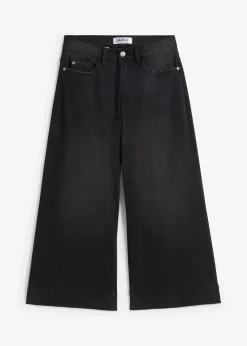 bonprix Jeans|Bekleidung·Shirts & Tops^7/8 Ultra-Soft-Jeans, Culotte schwarz denim used