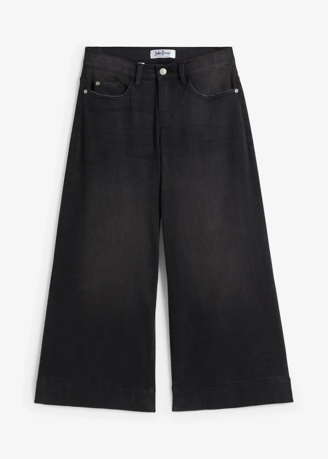 bonprix Jeans|Bekleidung·Shirts & Tops^7/8 Ultra-Soft-Jeans, Culotte schwarz denim used