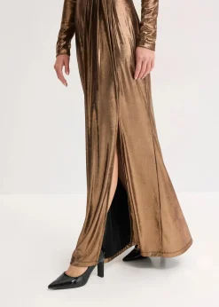 bonprix Bekleidung·Pullover & Strickjacken|Festliche Mode^Abendkleid aus feinem Jersey mit Glanz hellbraun