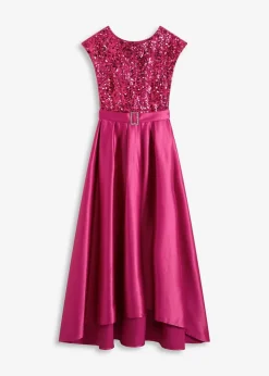 bonprix Festliche Mode|Kleider^Abendkleid aus glänzendem Satin mit Pailletten fuchsiapink