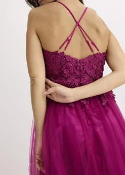 bonprix Bekleidung·Pullover & Strickjacken|Festliche Mode^Abendkleid aus zartem Tüll mit Spitze fuchsia