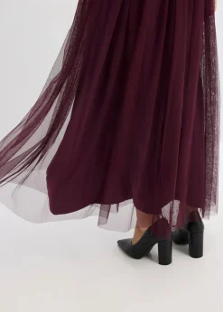 bonprix Kleider|Festliche Mode^Abendkleid aus zartem Tüll mit Paillettenstickerei weinrot