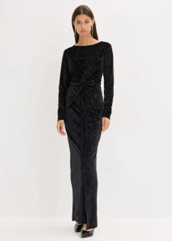 bonprix Bekleidung·Pullover & Strickjacken|Festliche Mode^Abendkleid mit Glitzer schwarz
