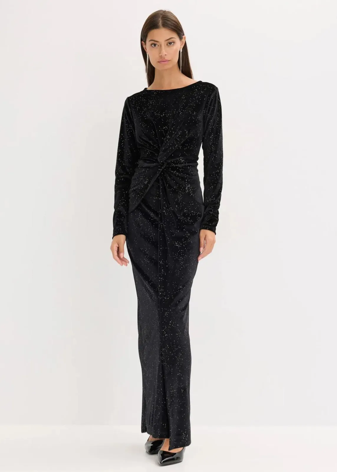 bonprix Bekleidung·Pullover & Strickjacken|Festliche Mode^Abendkleid mit Glitzer schwarz