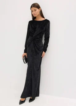 bonprix Bekleidung·Pullover & Strickjacken|Festliche Mode^Abendkleid mit Glitzer schwarz