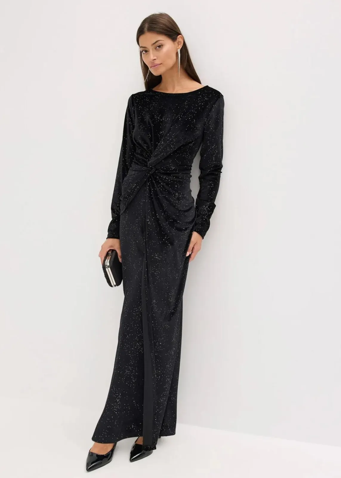 bonprix Bekleidung·Pullover & Strickjacken|Festliche Mode^Abendkleid mit Glitzer schwarz
