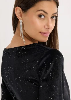 bonprix Bekleidung·Pullover & Strickjacken|Festliche Mode^Abendkleid mit Glitzer schwarz