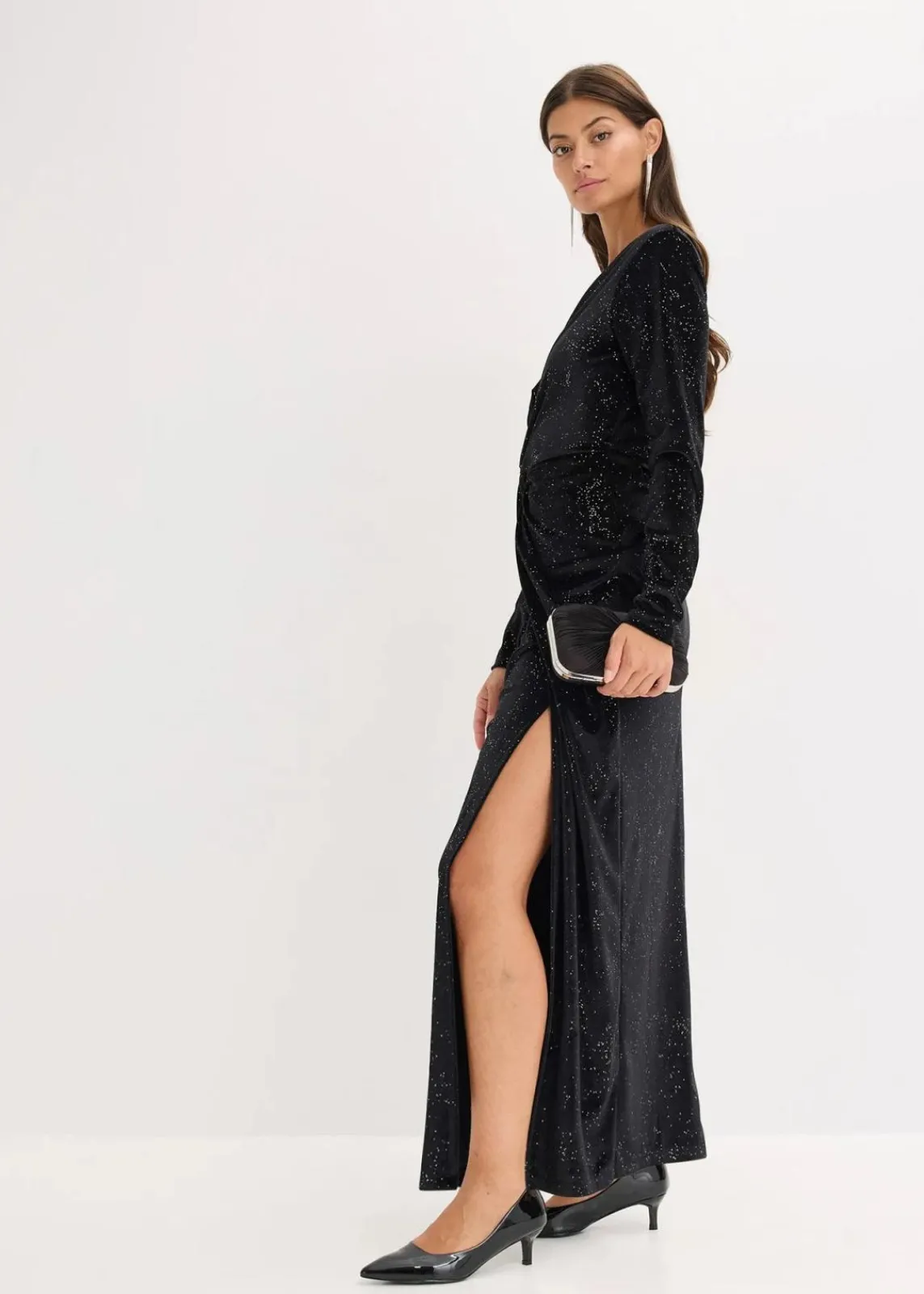 bonprix Bekleidung·Pullover & Strickjacken|Festliche Mode^Abendkleid mit Glitzer schwarz