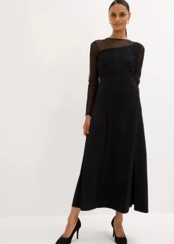 bonprix Bekleidung·Pullover & Strickjacken|Kleider^Abendkleid mit Spitze schwarz
