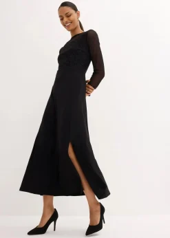 bonprix Kurzgrößen|Festliche Mode^Abendkleid mit Spitze schwarz