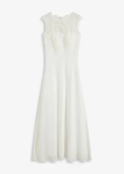 bonprix Nachhaltigere Materialien|Kleider^Abend-Maxikleid mit Spitze wollweiß