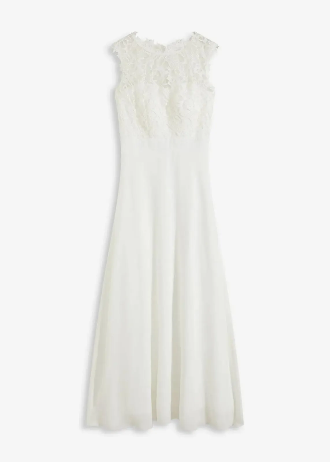 bonprix Nachhaltigere Materialien|Kleider^Abend-Maxikleid mit Spitze wollweiß