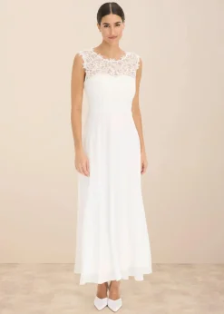 bonprix Nachhaltigere Materialien|Kleider^Abend-Maxikleid mit Spitze wollweiß