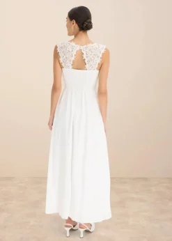 bonprix Nachhaltigere Materialien|Kleider^Abend-Maxikleid mit Spitze wollweiß