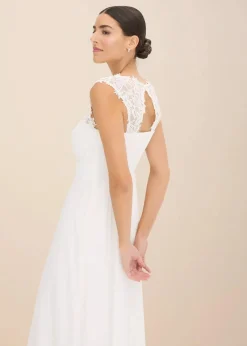 bonprix Nachhaltigere Materialien|Kleider^Abend-Maxikleid mit Spitze wollweiß