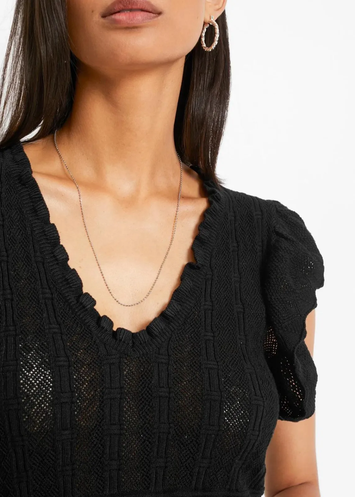 bonprix Strickmode|Shirts & Tops^Ajour knit Shirt schwarz