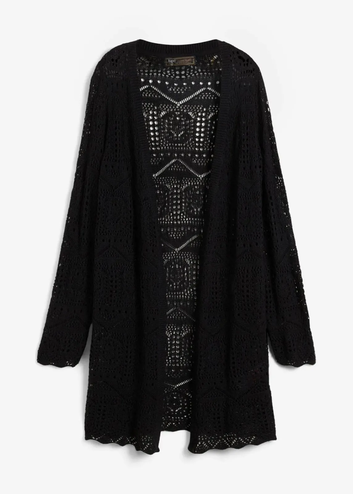 bonprix Pullover & Strickjacken|Bekleidung·Jeans^Ajour Longstrickjacke schwarz