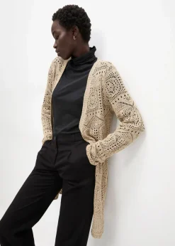 bonprix Bekleidung·Umstandsmode|Strickmode^Ajour Longstrickjacke sand
