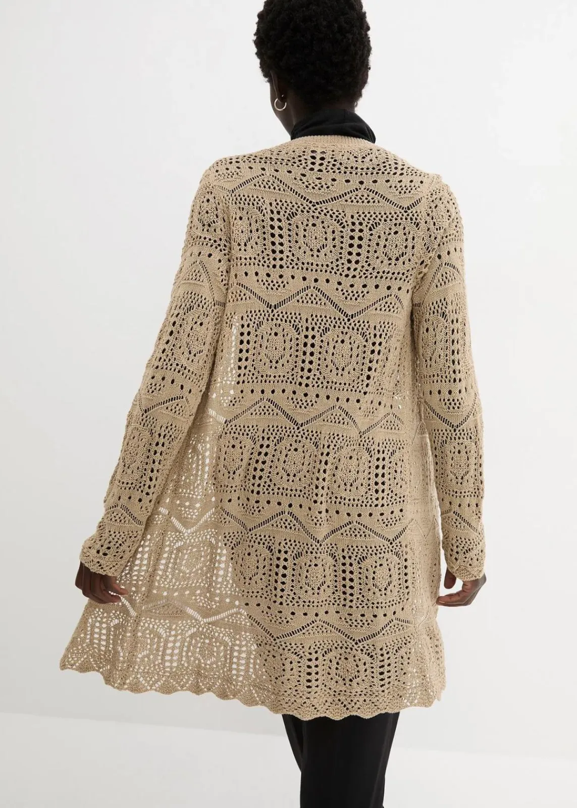 bonprix Bekleidung·Umstandsmode|Strickmode^Ajour Longstrickjacke sand