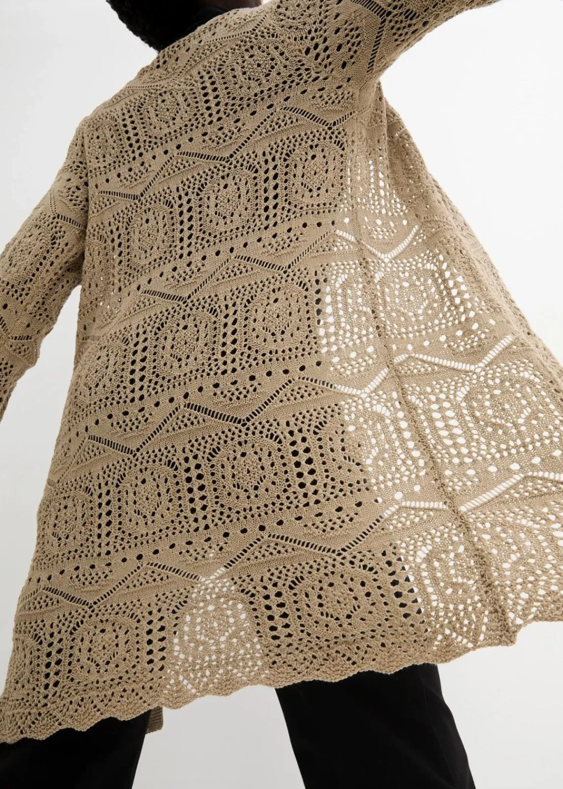 bonprix Bekleidung·Umstandsmode|Strickmode^Ajour Longstrickjacke sand
