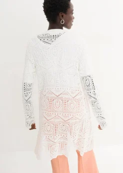 bonprix Bekleidung·Umstandsmode|Strickmode^Ajour Longstrickjacke wollweiß
