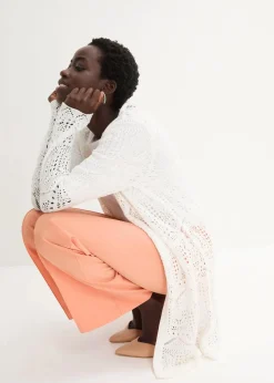 bonprix Bekleidung·Umstandsmode|Strickmode^Ajour Longstrickjacke wollweiß