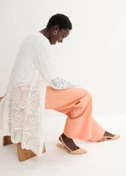 bonprix Bekleidung·Umstandsmode|Strickmode^Ajour Longstrickjacke wollweiß