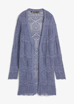bonprix Pullover & Strickjacken|Bekleidung·Jeans^Ajour Longstrickjacke indigo