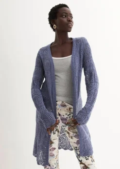 bonprix Pullover & Strickjacken|Bekleidung·Jeans^Ajour Longstrickjacke indigo