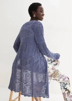 bonprix Pullover & Strickjacken|Bekleidung·Jeans^Ajour Longstrickjacke indigo