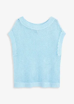 bonprix Bekleidung·Umstandsmode|Bekleidung·Jeans^Ajour Pullover aus glänzendem Bändchengarn puderblau