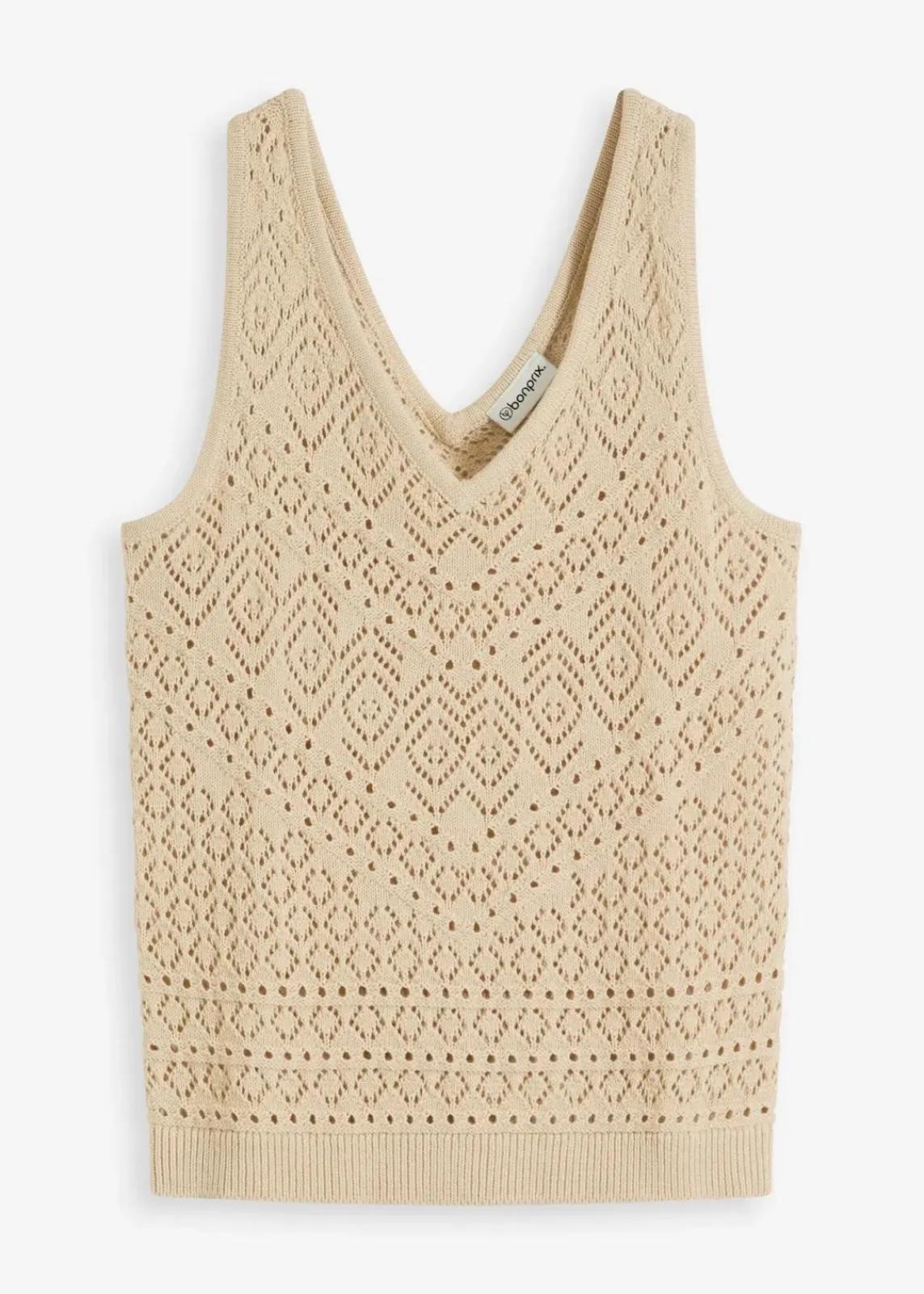 bonprix Bekleidung·Umstandsmode|Strickmode^Ajour Stricktop mit Baumwollanteil hellsand